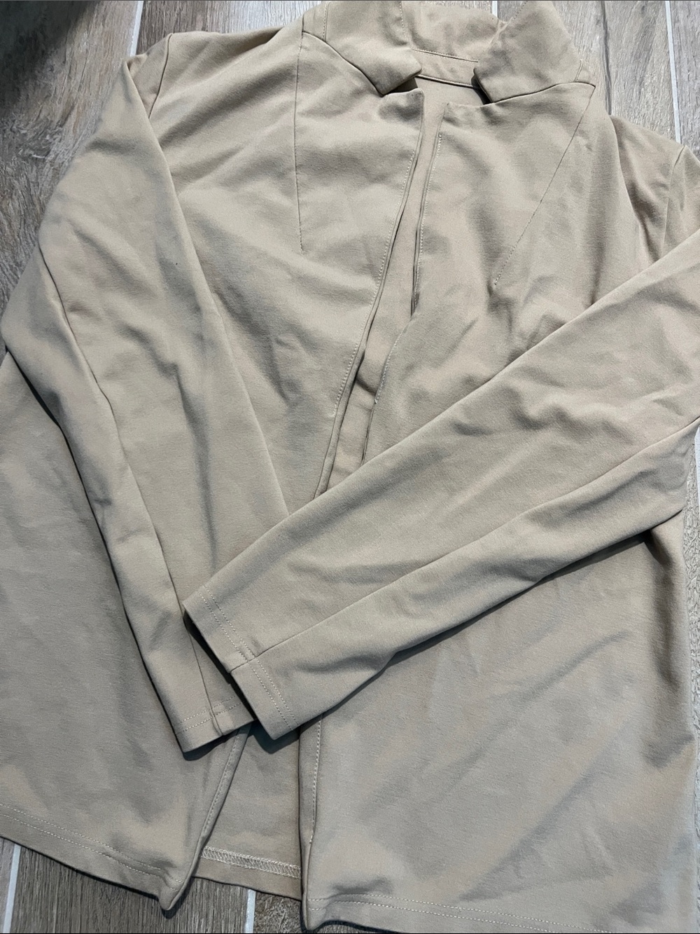 Women’s Lightweight Tan Jacket Coat - Classic Stand Collar